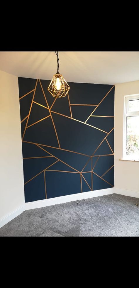 Gold Accent Wall Bedroom, Black White And Gold Bedroom, Artsy Bedroom, Gold Accent Wall, Lash Room Ideas, Future Bedroom Ideas, Diy Wall Design, Wooden Accent Wall, Painted Closet