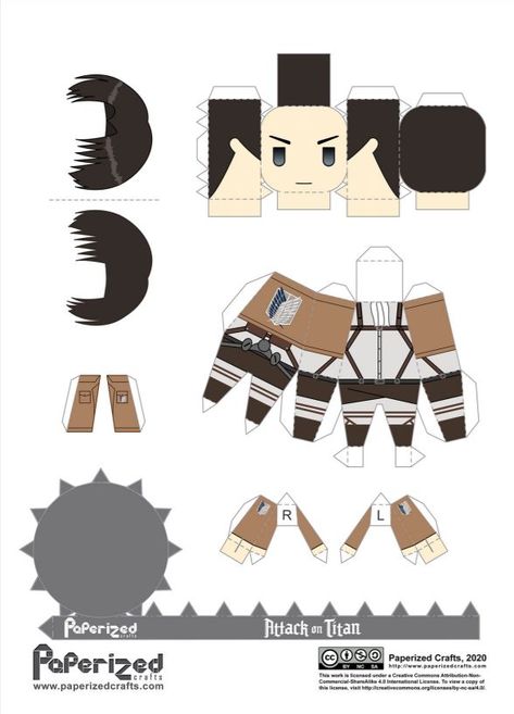 Paperized Crafts, Anime Paper, Instruções Origami, Anime Printables, Paper Doll Template, Anime Decor, Anime Crafts, Attack On Titan Levi, Paper Crafts Origami