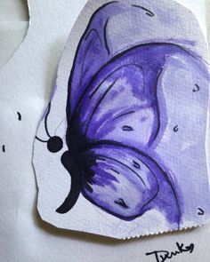 Watercolor butterfly - Dunk #art #watercolor #painting #purple #butterfly…                                                                                                                                                     More Rock Doodles, Awareness Tattoos, Butterfly With Flowers Tattoo, Name Tattoos On Wrist, Painting Business, Semicolon Project, Butterfly Tattoo On Shoulder, Semi Colon, Watercolor Butterflies