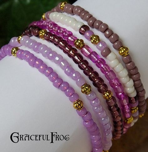 Stacking Stretch Bracelets Boho Gypsy Hippie Seed by GracefulFrog, $11.00 Rope Bracelets Tutorial, Bracelets Fall, Purple Bracelets, Eclectic Closet, Bracelets Simple, Jewelry Making Instructions, Purple Beaded Bracelets, Moroccan Inspiration, Making Bracelets With Beads