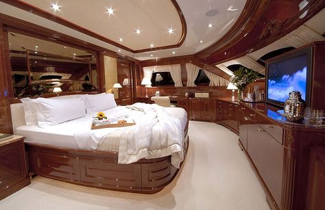 Wild Thyme motor yacht features warm and elegant interior design. #interiordesign #yachtdesign Yacht View, Charter Yacht, Rv Interior Design, Marble Bathrooms, Yacht Interior Design, Wild Thyme, Elegant Interior Design, Bow Window, Yacht Interior