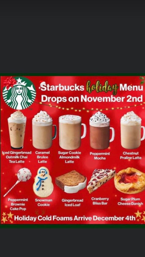 #starbucks Starbucks Drinks Recipes To Order, Starbucks Christmas Menu, Menu Starbucks, Bliss Bar, Christmas Starbucks, Cheese Danish, Starbucks Drinks Recipes, Starbucks Christmas, Holiday Menus