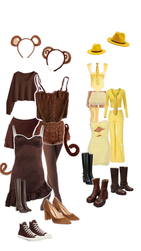 Brown Skirt Costume, Iconic Duo Costumes Best Friends, Women Costume Ideas, Fun Halloween Outfits, Diy Group Halloween Costumes, Halloween Ideias, Skirt Costume, Costume Carnaval, Matching Halloween Costumes