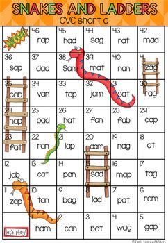 Snakes And Ladders Printable, Short I Activities, Snake And Ladder, Snakes And Ladders Game, Short Vowel Games, Cvc Games, Cvc Word Games, Handwriting Worksheets For Kids, Word Ladders