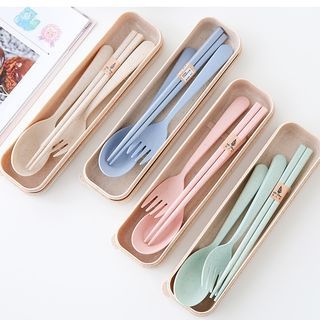 Buy School Time Cutlery Set: Spoon + Fork + Chopsticks at YesStyle.com! Quality products at remarkable prices. FREE Worldwide Shipping available! Desain Pantry, Cute School Supplies, Spoon Fork, Cute Kitchen, Cool Kitchen Gadgets, School Time, Cutlery Set, Kitchen Supplies, Chopsticks