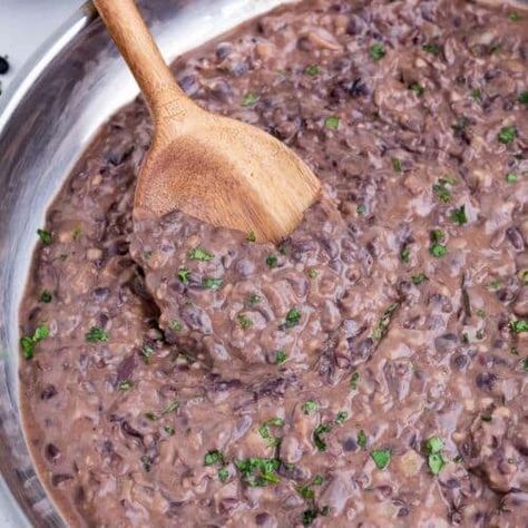 Refried Black Beans Recipe, Refries Black Beans Recipe, Black Bean Refried Beans, Traditional Refried Beans, Refried Black Beans, Black Beans Recipe, Mexican Black Beans, Refried Beans Recipe, Low Carb Crackers