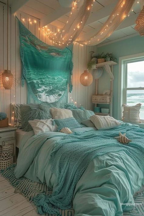 Ocean Room Decor, Beachy Room Decor, Beach Room Decor, Ocean Room, Summer Bedroom, Beachy Room, Coastal Room, Redecorate Bedroom, Cozy Room Decor