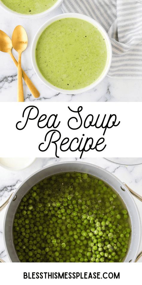 Spring Pea Soup, Frozen Pea Soup, Pea Soup Recipe, Creamy Peas, Cream Soup Recipes, Spring Peas, Baby Meals, Italian Spices, Soup Broth