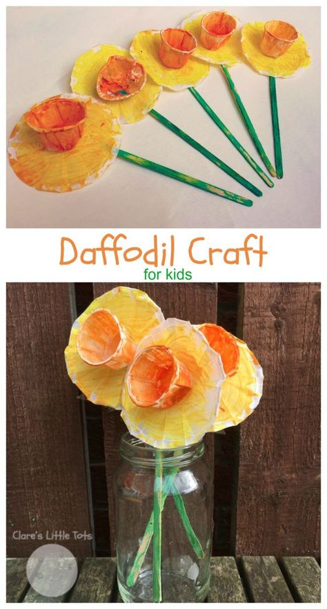 daffodil craft idea for toddlers and preschoolers Art Ideas For Toddlers, Daffodil Craft, Arts And Craft Storage, Craft For Preschool, March Crafts, Preschool Spring, April Crafts, Craft Storage Ideas, Spring Preschool