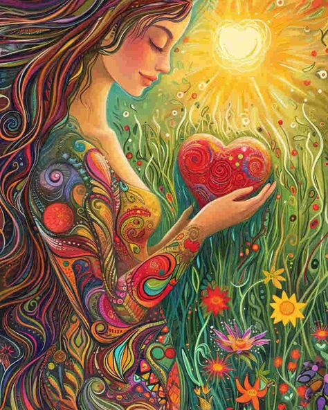 love my heart❤️｜original spiritual artwork 🧚🏻original AI art combine with spirituality 👉For personal use only #healingart #spiritualart #spiritualawakenings #spiritualhealing #arthealing #aiartist Higher Self Art Spiritual, Soul Pictures, Spiritual Pics, Beautiful Morning Images, Energy Artwork, Spiritual Art Painting, Sacred Feminine Art, Radiant Woman, Spiritual Art Soul