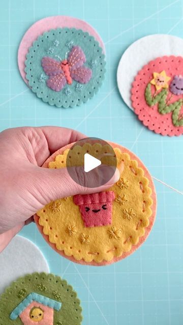 Mollie // Wild Olive on Instagram: "As I was making my It Felt Like Spring ornament pattern I was struck by how wonderful it is to work with felt pieces cut with my Circles and Scallops deep-etch die. It’s just easy and pleasant!  So yes, this is me suggesting that you should check out the die, available exclusively from @benziedesign  But it’s also a huge thank you to Benzie for making this tool so I can use it too! It’s a really big help for me and I love it!  #feltcraft #feltornaments #benzie #benziefelt #handstitched #stitching #cutecrafts" Wild Olive, Ornament Pattern, Punch Needle Embroidery, Felt Ornaments, Punch Needle, Cute Crafts, Felt Crafts, I Love It, Hand Stitching