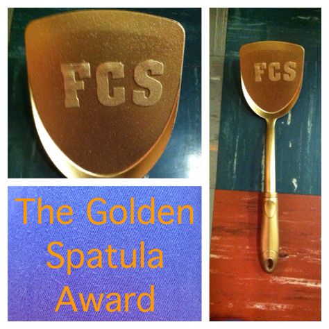 The Golden Spatula Award! I made and gave to two students in each grade, at the end of the year! Golden Spatula Award, Pbis Cafeteria Incentives, Elementary Lunchroom Incentives, Girl Scout Gold Award Ideas, Golden Disc Awards, Golden Spatula, Instructional Leadership, School Social Worker, Behavior Supports