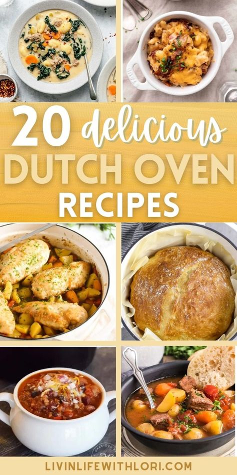 These Dutch Oven Recipes are delicious to make for home or for camping. These easy Dutch oven recipes are tasty meals the entire family will love! Ditch Oven, Dutch Oven Dinners, Best Short Rib Recipe, Dutch Oven Chicken Breast, Warm Recipes, Easy Dutch Oven Recipes, Oven Dinners, Pumpkin Sweet Potato Soup, Dutch Oven Soup