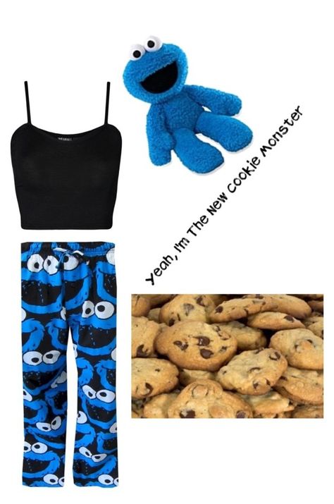 "cookie monster 🌹" by paigejk on Polyvore featuring WearAll and Gund Cookie Monster Pajama Pants Girl, Cookie Monster Pajama Pants Aesthetic, Cookie Monster Pajama Pants, Cookie Monster Nails, Cookie Monster Pajamas, Girls Pajama Pants, Cute Pjs, Cute Lazy Outfits, Lazy Outfits