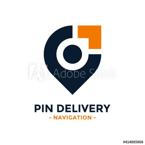 Pin delivery logo design template. Gps map point icon with arrow combination. Concept of logistics, cargo, order, send, move, route, etc. Transportation Logo Ideas, Logistics Logo Transportation, Logistic Logo Design, Delivery Company Logo, Map Logo Design, Pin Logo Design, Delivery Logo Design, Logo Taxi, Stage Logo