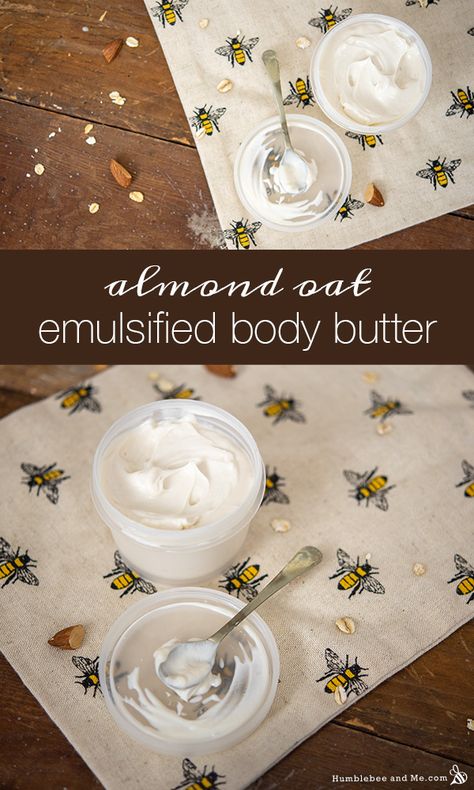 Colloidal Oatmeal Body Butter, Colloidal Oatmeal Lotion Diy, Handmade Lotion Recipe, Emulsified Body Butter, Diy Lotions, Diy Oatmeal, Lotion Bars Recipe, Almond Soap, Diy Soap Recipe