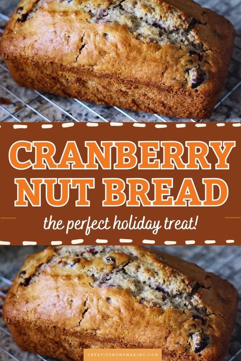 Delight in the festive flavors of homemade cranberry nut bread! This moist, sweet bread is studded with tart cranberries and crunchy nuts, making it the perfect treat for holiday gatherings or cozy mornings. Easy to bake and deliciously fragrant, it's a must-try recipe for any cranberry lover! Cranberry Nut Bread Recipe, Cranberry Recipes Easy, Dried Cranberries Recipes, Cranberry Nut Bread, Walnut Bread Recipe, Cranberry Walnut Bread, Cranberry Bread Recipes, Nut Bread Recipe, Cranberry Bread