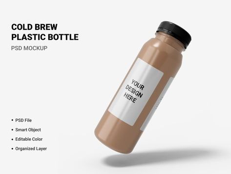 Plastic Bottle Design Packaging, Coffee Bottle Label Design, Bottled Coffee Packaging, Creative Cafe Design, Coffee Bottle Packaging, Coffee Bottle Design, Bottled Iced Coffee, Iced Coffee Bottle, Bottled Coffee