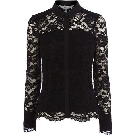 Coast Adelia lace blouse ($92) ❤ liked on Polyvore featuring tops, blouses, black, women, black sheer top, lace blouse, black sheer blouse, black lace sleeve top and black blouse Sheer Shirt Outfits, Lace Shirt Outfit, Lace Blouse Black, Sheer Lace Shirt, Lace Sleeve Shirt, Black Lace Shirt, Lace Long Sleeve Shirt, Lace Blouse Long Sleeve, Black Sheer Blouse