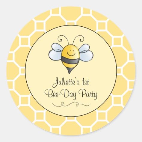 Cute Yellow Black Bumblebee First Birthday Party for $7.25 - Birthday Stickers Bumblebee First Birthday, Happy Birthday Black, Decorative Stamps, Ladybug Birthday, Bee Party, Bee Sticker, Bee Birthday, Birthday Stickers