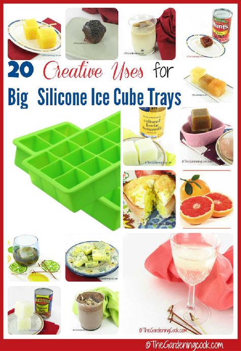 From huge ice cubes to freezing sauces and saving coconut cream, large silicone ice cube trays have lots of uses. Find out more on the Gardening Cook. #silicone #icecubes Ice Cube Tray Recipes, Flavored Ice Cubes, Silicone Ice Cube Tray, Ice Cube Trays, Ice Cube Tray, Freezer Meals, Kitchen Stuff, Ice Cube, Ice Tray