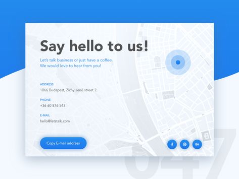 Hey there,  After creating something with a dark map a a couple of days ago now I made something with a light one.  One interesting feature is the Contact Card Design, Travel App Design, Dark Map, Contact Us Page Design, Ui App Design, Web Panel, Medical Website Design, Website Design Inspiration Layout, App Inspiration