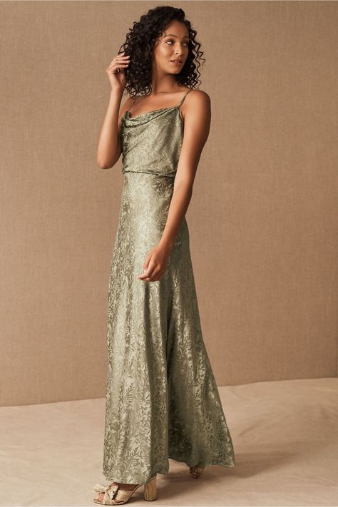 Dahlia Dress, Floral Bridesmaid Dresses, Blush Bridesmaid Dresses, Floral Bridesmaid, Anthropologie Wedding, Green Bridesmaid, Jenny Yoo, Green Bridesmaid Dresses, Cowl Neck Dress