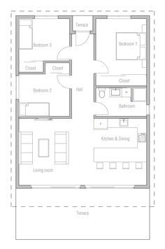 Small House Kits, Sloping Lot House Plan, Small Modern House Plans, Three Bedroom House Plan, Affordable House Plans, Free House Plans, Best Modern House Design, House Plans 3 Bedroom, Small House Floor Plans