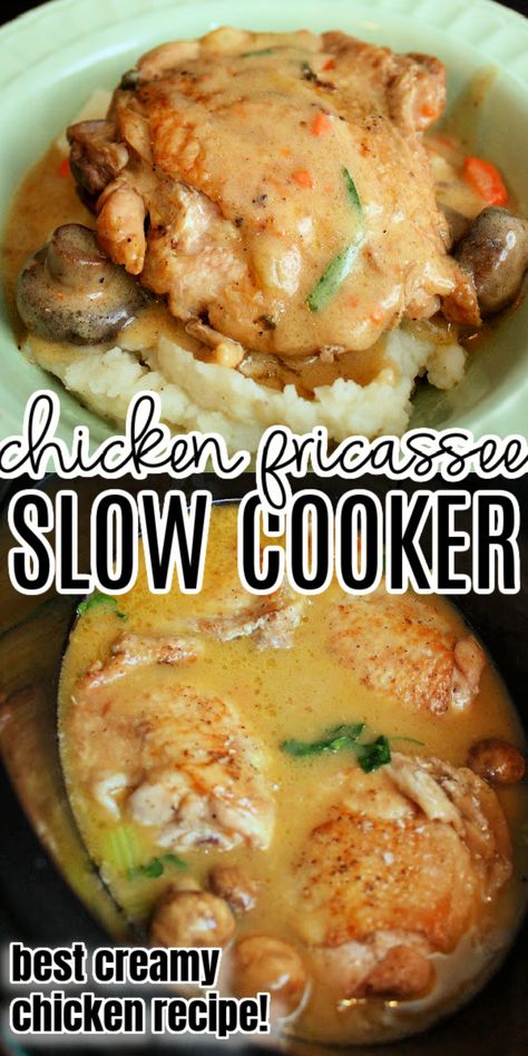 Chicken Fricasse Recipe Crockpot, Crockpot Chicken Fricassee, Chicken Leg Quarter Recipes Crock Pot Crockpot, Chicken Leg Quarter Recipes Crock Pot, Chicken Legs In The Crock Pot, Chicken Quarters Crockpot, Chicken Fricasse Recipe, Chicken Thighs Slow Cooker Recipes, Chicken Leg Quarter Recipes