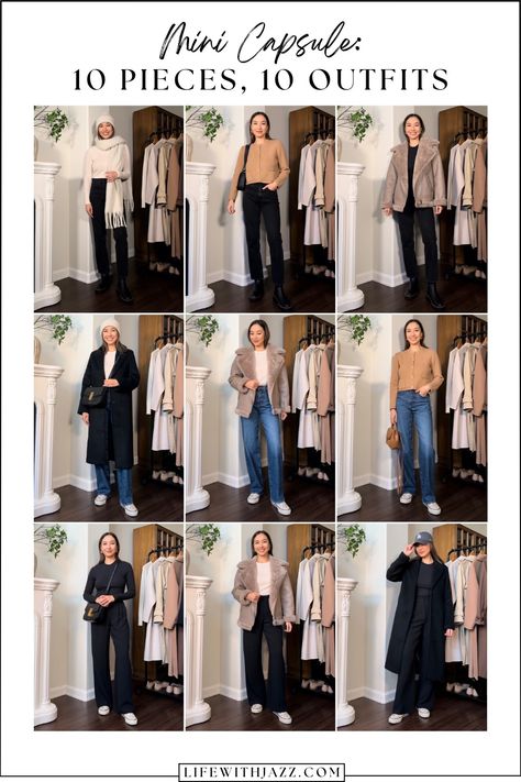 Mini Capsule: 10 Pieces, 10 Outfits - LIFE WITH JAZZ Life With Jazz Capsule, Life With Jazz, Cold Weather Travel, Midi Skirt Pattern, Blue Button Up Shirt, Capsule Wardrobe Outfits, Winter Capsule Wardrobe, Weekly Outfits, Summer Capsule Wardrobe