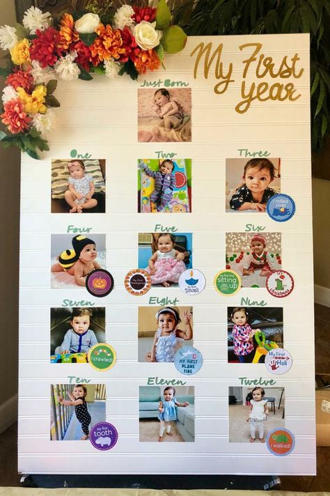 Birthday Photo Displays, First Birthday Activities, Birthday Poster Board, First Birthday Board, Birthday Milestone Board, First Birthday Posters, Baby Birthday Decorations, Milestone Board, Boys 1st Birthday Party Ideas