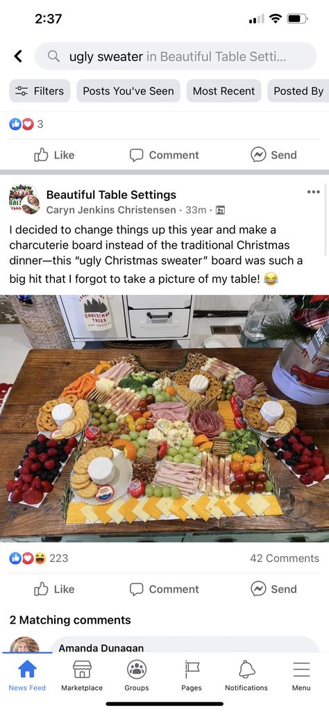 Ugly Sweater Charcuterie Board, Ugly Christmas Sweater Charcuterie Board, Christmas Wedding Charcuterie Board, Winter Theme Charcuterie Board, Foam Christmas Tree Charcuterie, Christmas Chauctier Board, Traditional Christmas Dinner, Beautiful Table Settings, Christmas Dinner