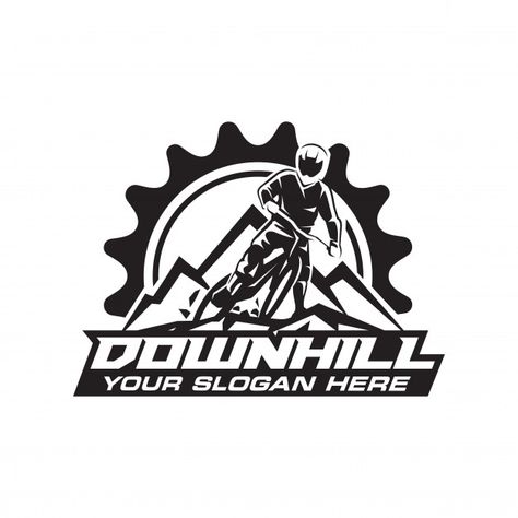 Downhill logo Premium Vector | Premium Vector #Freepik #vector #logo Mountain Bike Logo Design, Bicycle Logo, Bike Logos Design, Dance Logo, Mountain Bike Art, Bike Logo, Downhill Bike, Logo Sport, Emoji Images