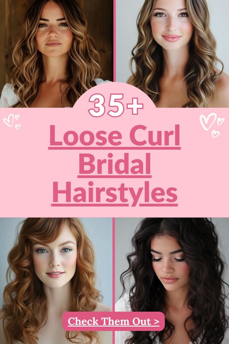 35+ Loose Curl Bridal Hairstyles Curl Hairstyle, Structured Gown, Loose Curls Hairstyles, Short Hair Bride, Bridal Theme, Sweetheart Neckline Dress, Blonde Waves, Bridal Elegance, Curl Styles