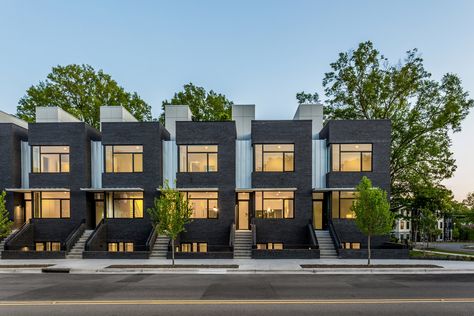 Small Row House Design, Modern Brownstone, Contemporary Townhouse, Row House Design, Luxury Townhomes, Instagram Concept, Townhouse Exterior, Townhouse Interior, Modern Townhouse