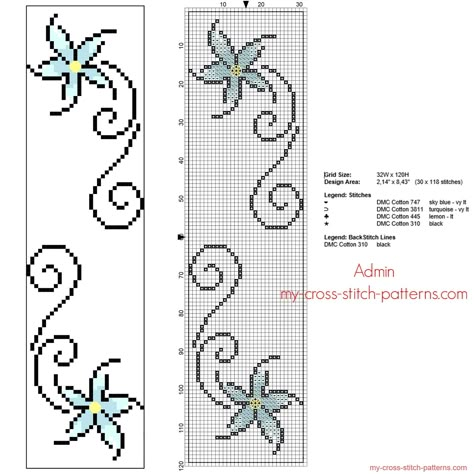 Floral cross stitch bookmark with small stylised light blue flowers Cross Stitch Bookmark, Stitch Bookmark, Blackwork Embroidery, Cross Stitch Books, Light Blue Flowers, Cross Stitch Bookmarks, Floral Cross, Cross Stitch Borders, Floral Cross Stitch