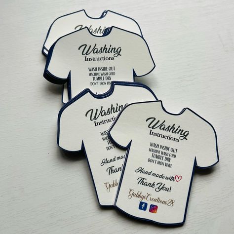 Set of 24 T-shirt care cards, care instruction cards, DIY shirt care, Washing care, Shirt care cards #custommade #instructioncards #tshirtscarecards Care Instruction Cards, April 19, Diy Shirt, T Shirt, On Instagram, Quick Saves, Instagram