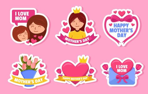 Happy Mother's Day Sticker Set Mother Day Stickers, Happy Mothers Day Stickers, Mothers Day Cartoon, Mother's Day Printables, Lion King Birthday, Scrapbook Cover, Android Phone Wallpaper, King Birthday, Day Stickers