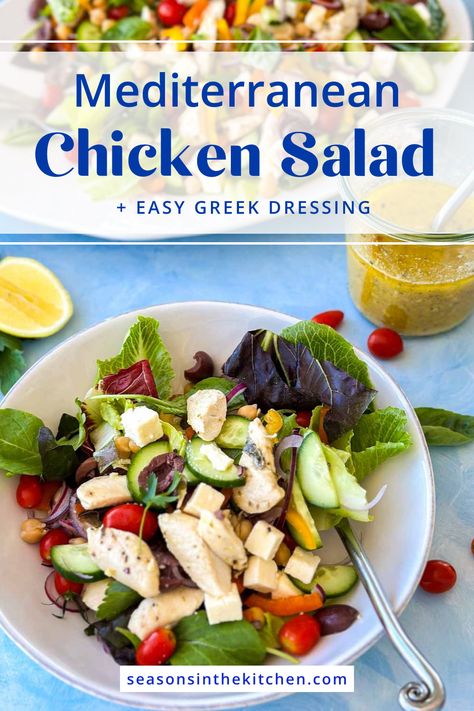 Need a quick and delicious dinner option? Our Mediterranean Chicken Salad recipe is the answer! Filled with fresh ingredients and bursting with Mediterranean flavors, this salad is a nutritious and satisfying meal perfect for any occasion. Enjoy a taste of the Mediterranean tonight! Easy Greek Dressing, Mediterranean Chicken Salad, Roasted Mediterranean Vegetables, Blanching Green Beans, Mediterranean Flavors, Greek Dressing, Chicken Salad Recipe Easy, Night Recipes, Healthy Chicken Salad