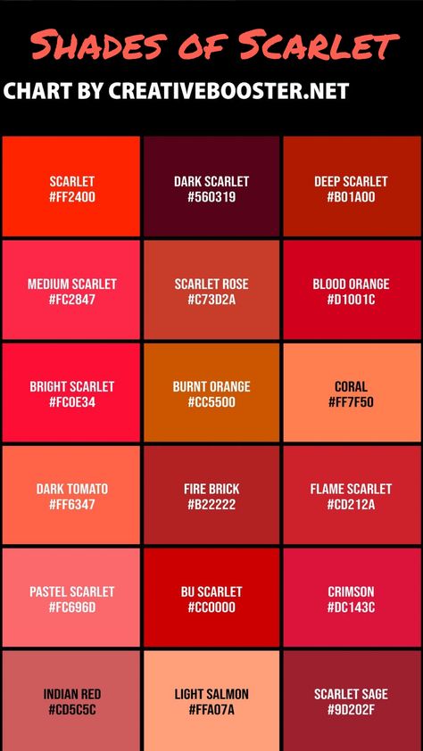 Types Of Red Color, Red Shades Colour Palettes, Shades Of Red Names, Color Names Chart, All Colours Name, Christmas Color Palette, Create Color Palette, Web Colors, Colour Shades