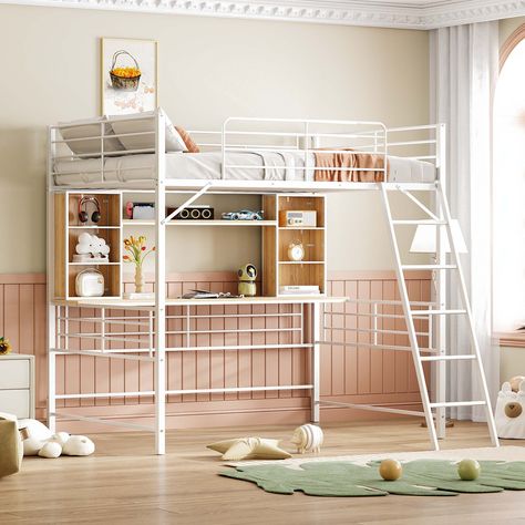 Shelf Loft Bed, Full Size Loft Bed, Bookshelf Bed, Metal Loft Bed, Bed With Ladder, Loft Bed With Desk, Loft Bed Frame, Bed With Desk, Bed Stand