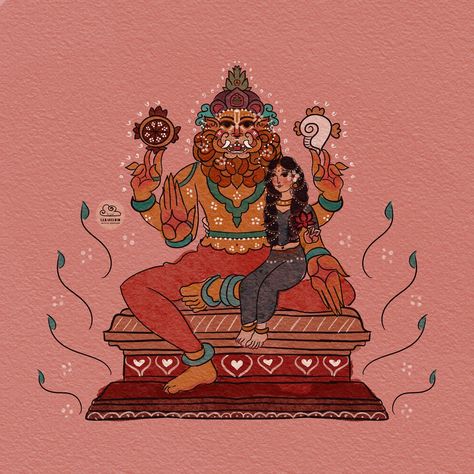 7. Sri Malola Narasimha - Also known as Sri Lakshmi Narasimha, confers wealth and prosperity. Embark on THE 9 DAY NAVA NRISIMHADEV CHALLENGE! 🎨 Join us as we explore the various facets of Lord Narasimha through art and devotion. Here are the prompts: 1. Sri Ugra Narasimha - Infuses courage and determination to overcome all fears and obstacles. 2. Sri Yoga Narasimha - Helps one enjoy peace, harmony, and bliss. 3. Sri Jwala Narasimha - Brings good health and success. 4. Sri Bhargava Narasimha... Lord Narshima, Lord Lakshmi Narasimha Swamy, Ugra Narasimha, Yoga Narasimha, Radhe Govinda, Raghavendra Swamy, Baby Neck Float, Lord Narasimha, Lakshmi Narasimha