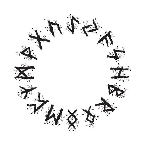 Círculo negro de runas vikingas n�órdicas | Premium Vector #Freepik #vector #runas-vikingas #abecedario #vikingo #objetos Circuit Tattoo, Viking Rune Tattoo, Arte Viking, Viking Tattoo Symbol, Vikings Tattoo, Rune Tattoo, Circle Tattoo, Rune Symbols, Symbol Tattoo