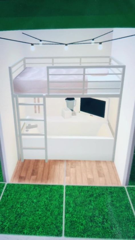 Bed Tutorial, Bloxburg Builds, Bloxburg Ideas, Aesthetic Bedroom, Loft Bed, House Ideas, Loft, Bedroom, Building