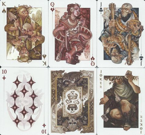 2016, USPCC, Wylie Beckert Card Game Artwork, Playing Card Design Illustration, Illustrated Playing Cards, Deck Of Cards Aesthetic, Poker Card Design, Wylie Beckert, Card Back Design, Cards Aesthetic, Fallout Concept Art