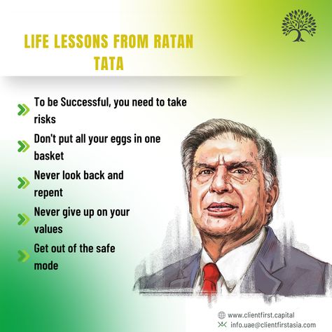 Life lessons from Ratan Tata For more information please visit us at: www.clientfirst.capital Ratan Tata Quotes, Karma Tattoo, Ratan Tata, Horse Wallpaper, Never Look Back, Life Lesson, Basic Math, Take Risks, You Gave Up