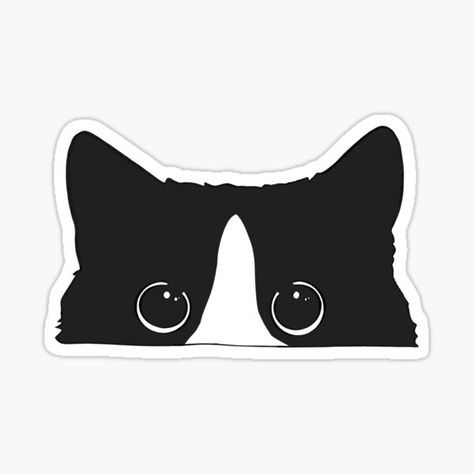 cute black and white tuxedo cat pet sticker for decor Laptop Stickers Black And White, Cool Stickers Black And White, Cat Doodle Tattoo, Tuxie Cats, Cute Stickers Black And White, Tuxedo Cat Drawing, Black And White Cat Drawing, Gatos Stickers, Tuxedo Cat Tattoo