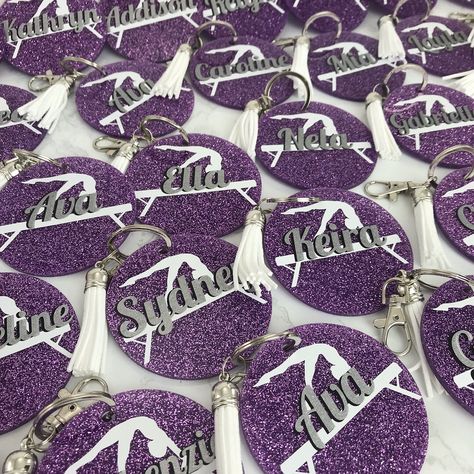 Gymnastics Decor, Coach Presents, Team Snacks, Personalized Bag Tags, Gymnastics Coaching, Glitter Bag, Gymnastics Gifts, Gymnastics Team, Softball Gifts