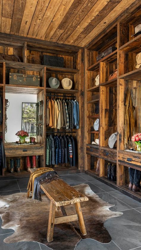 Yolanda Hadid's Open Door | Architectural Digest Yolanda Hadid Farmhouse, Gear Closet, Lodge Aesthetic, Western Horse Riding, Cowgirl Era, Montana House, Tack Rooms, Western Interior, Yolanda Hadid