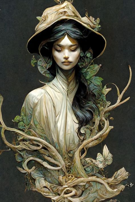 A celtic witch sorrounded by nature You can buy a poster here https://www.redbubble.com/i/poster/Fantasy-Nature-Witch-Girl-Green-Magical-by-AthenasGoods/122853797.LVTDI Or a transparent sticker here https://www.redbubble.com/i/sticker/Fantasy-Nature-Witch-Girl-Green-Magical-by-AthenasGoods/122853797.O9UDB?asc=u Green Witch Fantasy Art, Goddess Of Nature Fantasy Art, Nature Witch Art, Green Witch Tattoo, Herbalist Character, Spirit Witch, Flower Witch, Green Witch Aesthetic, Witch Mom